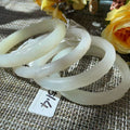 Deal! Natural White Jade Carved Bangle | Floral Jade Bracelet | Slim Round Bangle | Small Size Jade Jewelry | Handmade Gemstone Bracelet