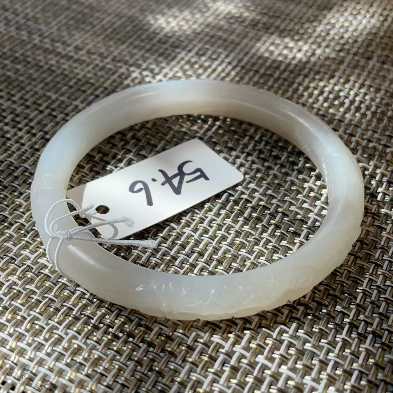 Deal! Natural White Jade Carved Bangle | Floral Jade Bracelet | Slim Round Bangle | Small Size Jade Jewelry | Handmade Gemstone Bracelet