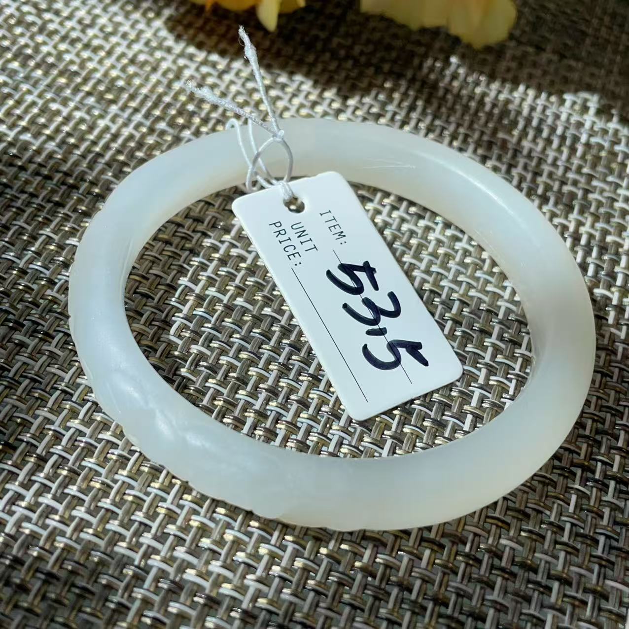 Deal! Natural White Jade Carved Bangle | Floral Jade Bracelet | Slim Round Bangle | Small Size Jade Jewelry | Handmade Gemstone Bracelet
