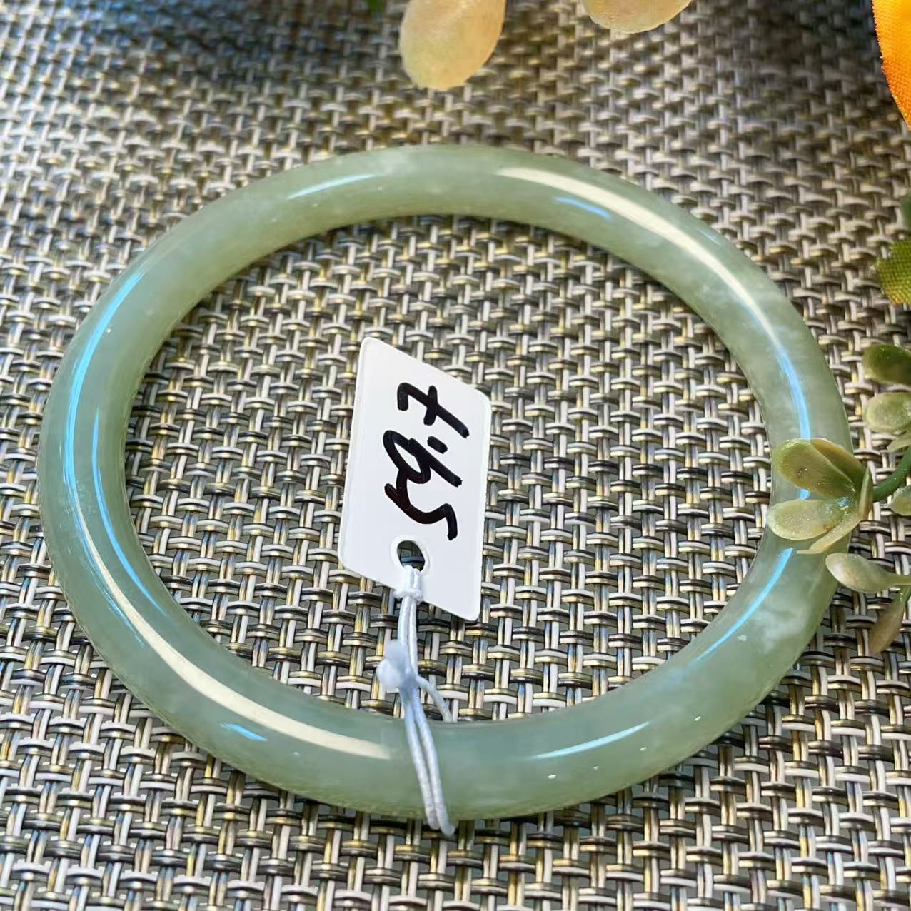 Certified Natural Green Jade Bangle , Iced Lake Green Slim Nephrite Jade Bangle , 53-60mm Size Jade Bangle Bracelet