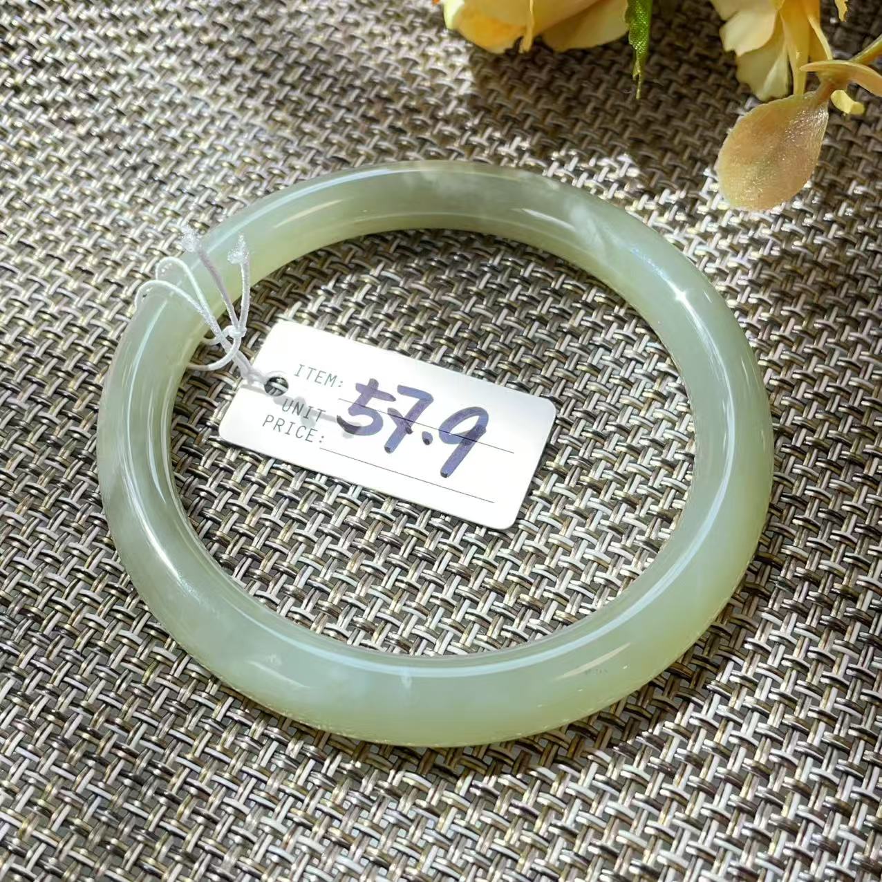 Certified Natural Green Jade Bangle , Iced Lake Green Slim Nephrite Jade Bangle , 53-60mm Size Jade Bangle Bracelet
