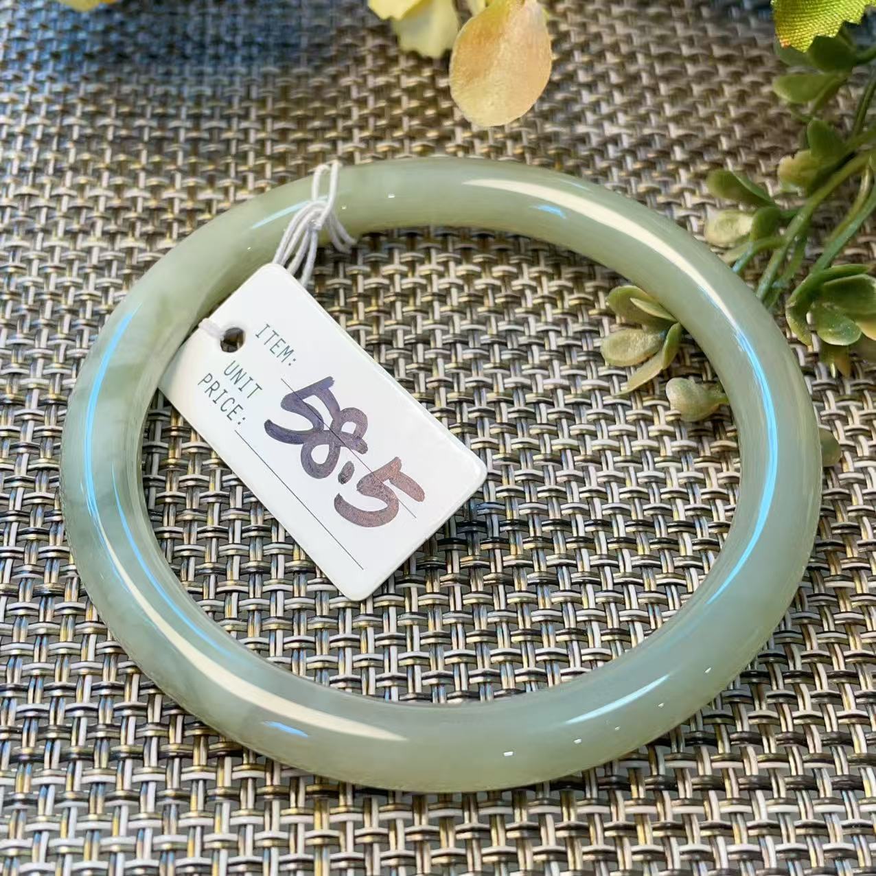 Certified Natural Green Jade Bangle , Iced Lake Green Slim Nephrite Jade Bangle , 53-60mm Size Jade Bangle Bracelet