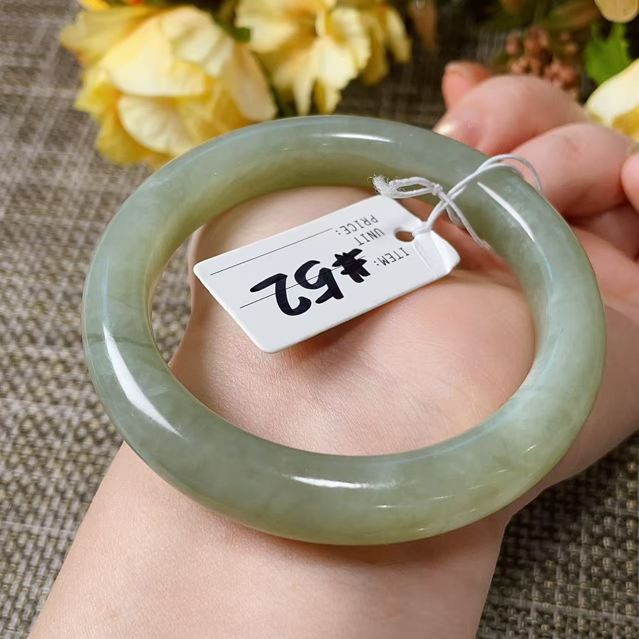Certified Natural Nephrite Jade Small Size Bangle , Spring Water Green Jade, Bangle Size 52-54, Minimalist Jade Bangle Bracelet, XSmall Size