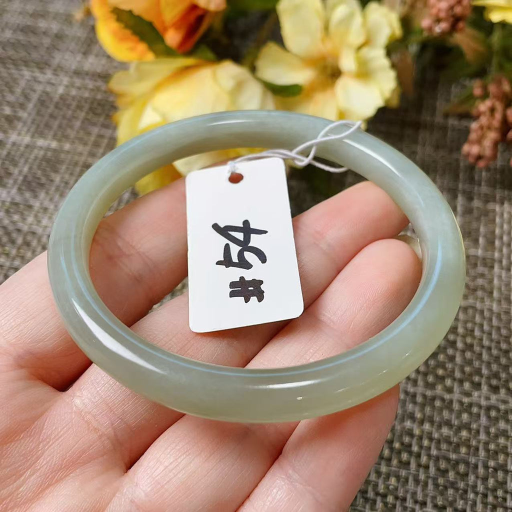 Certified Natural Nephrite Jade Small Size Bangle , Spring Water Green Jade, Bangle Size 52-54, Minimalist Jade Bangle Bracelet, XSmall Size