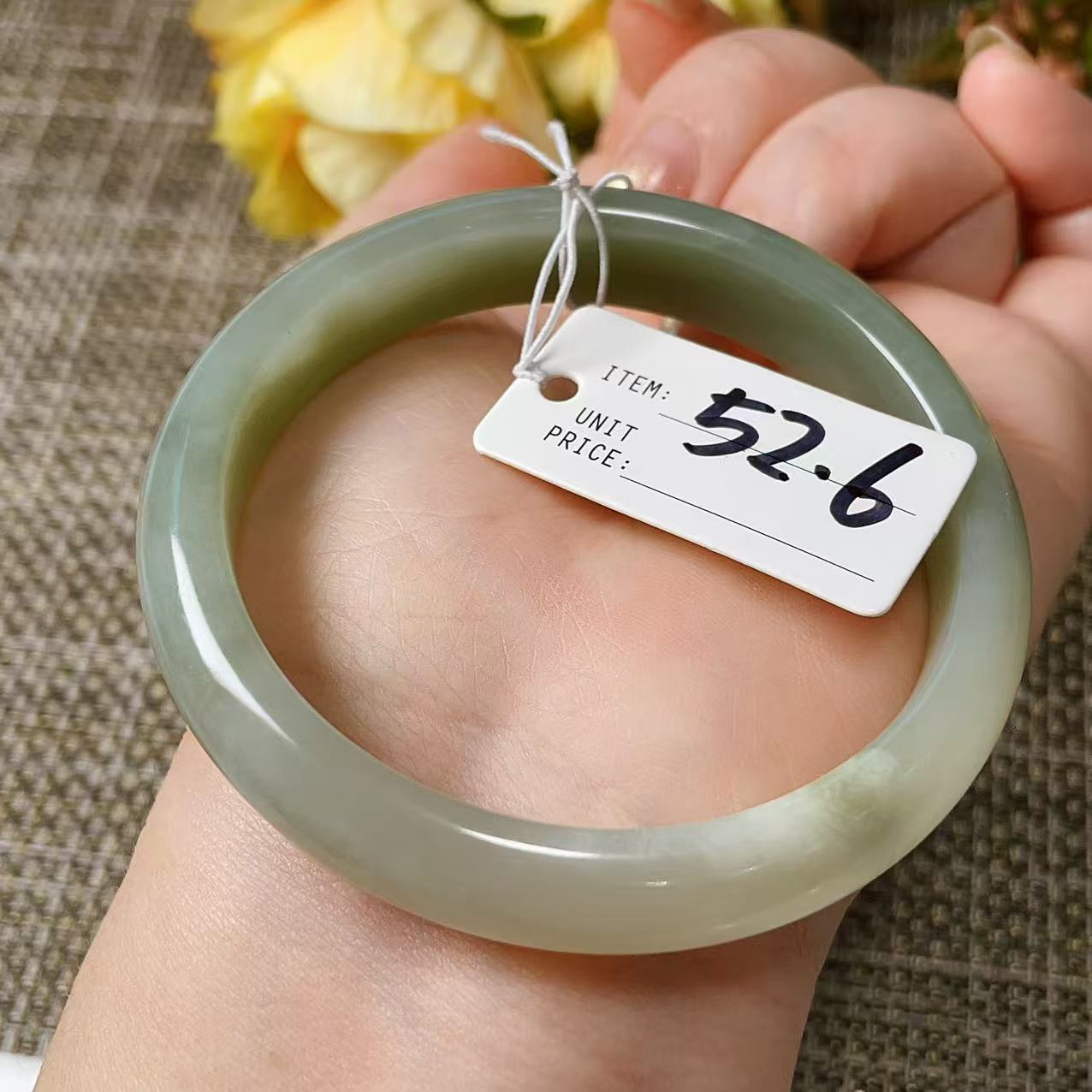Certified Natural Nephrite Jade Small Size Bangle , Spring Water Green Jade, Bangle Size 52-54, Minimalist Jade Bangle Bracelet, XSmall Size