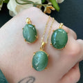 Certified Peppermint Green Jade Pendant | Natural Nephrite Oval Necklace | 18K Gold Plated 925 Silver | Minimalist Luxury Jewelry