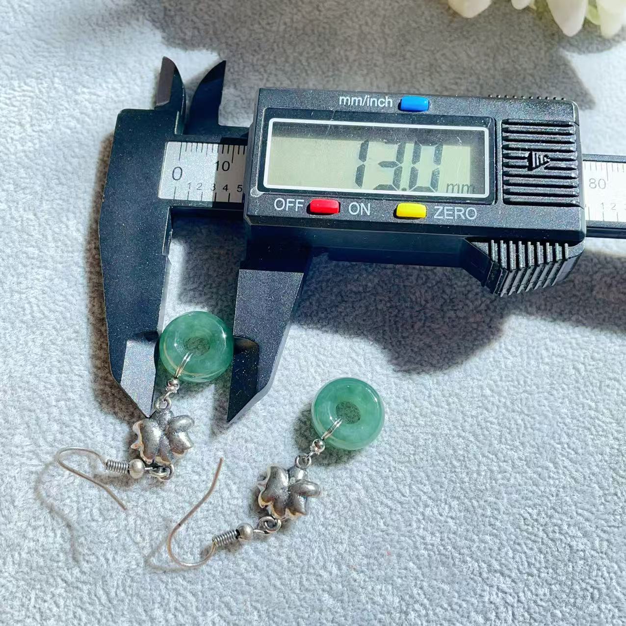 Natural Grade A Jadeite Drop Earrings, Donut Jadeite Earrings, Blue Jadeite Earrrings