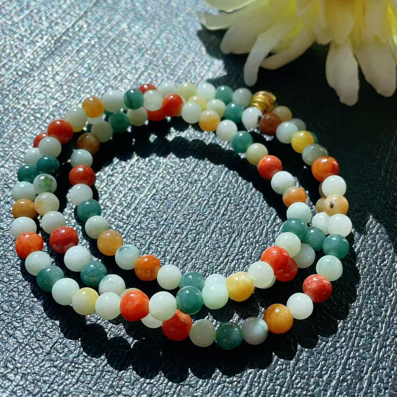 Certified Natural Multicolor Jadeite Necklace, Grade A Rainbow Jadeite Beaded Necklace, Jadeite Chain 24"