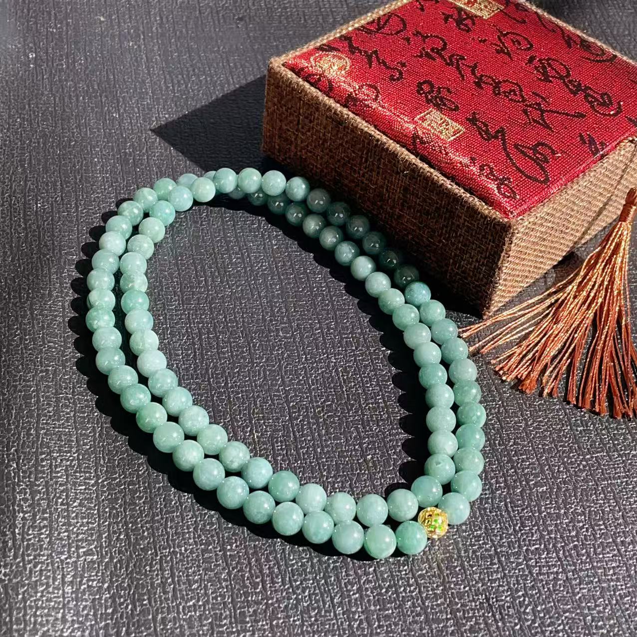 Certified Natural Blue Jadeite Beaded Chain, Minimalist Jadeite Chain Necklace, 8mm Beaded Chain 26"