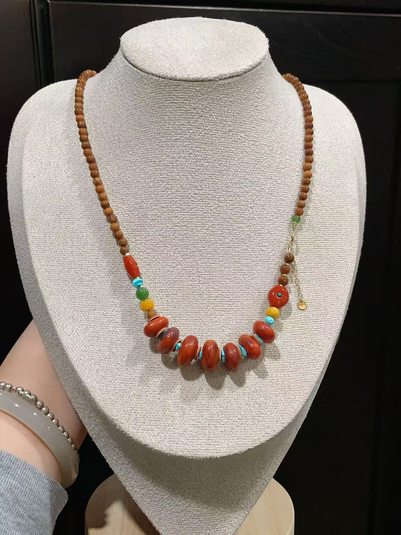 Certified Natural Fire Agate Nanhong Necklace ,Rare One-of-a-Kind Piece, High Grade Red Agate Necklace