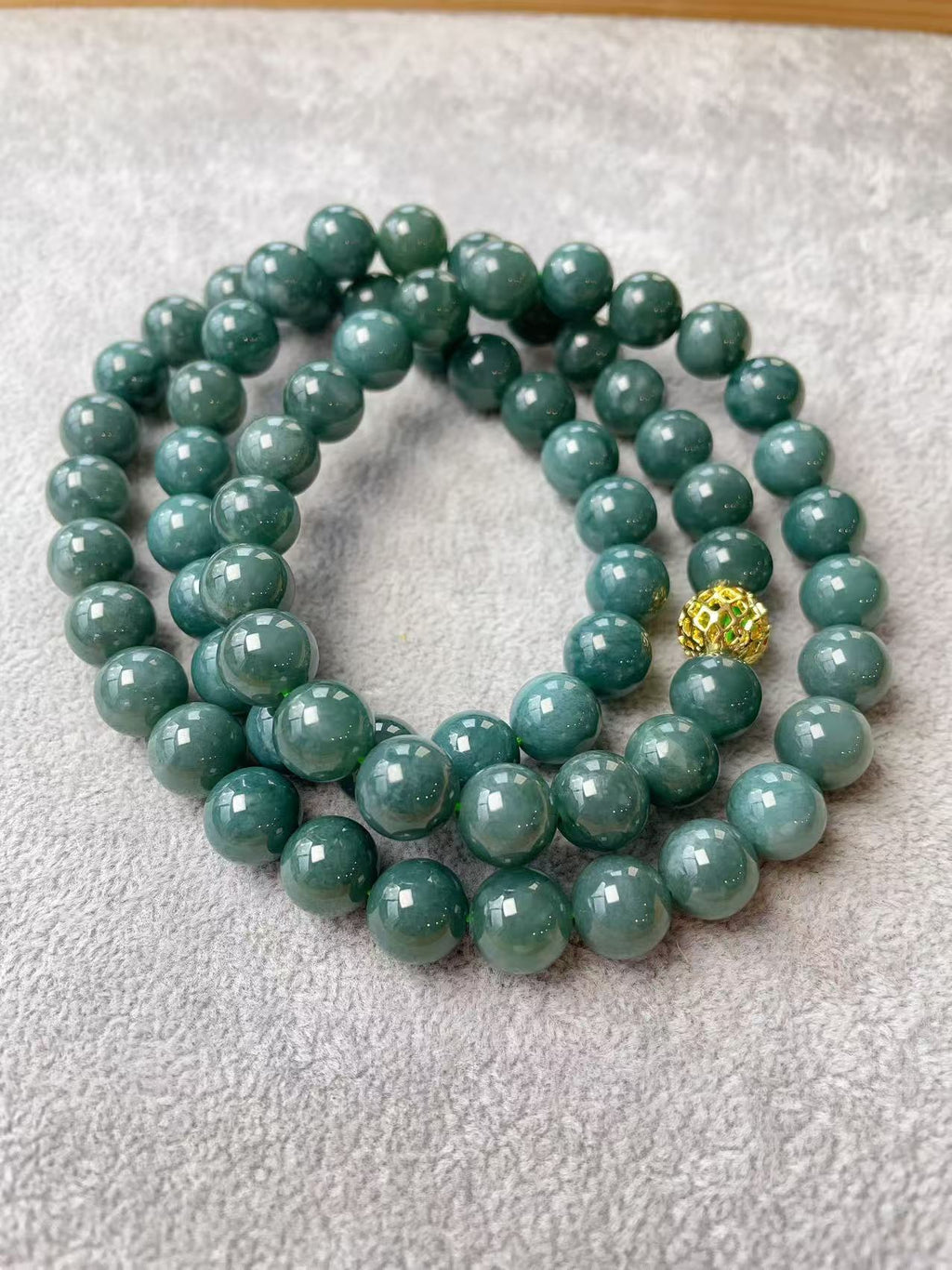 Certified Natural Blue Jadeite Beaded Necklace, 10mm Jadeite Chain Necklace, Minimalist Jadeite Long Chain
