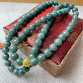 Certified Natural Blue Jadeite Beaded Necklace, 10mm Jadeite Chain Necklace, Minimalist Jadeite Long Chain
