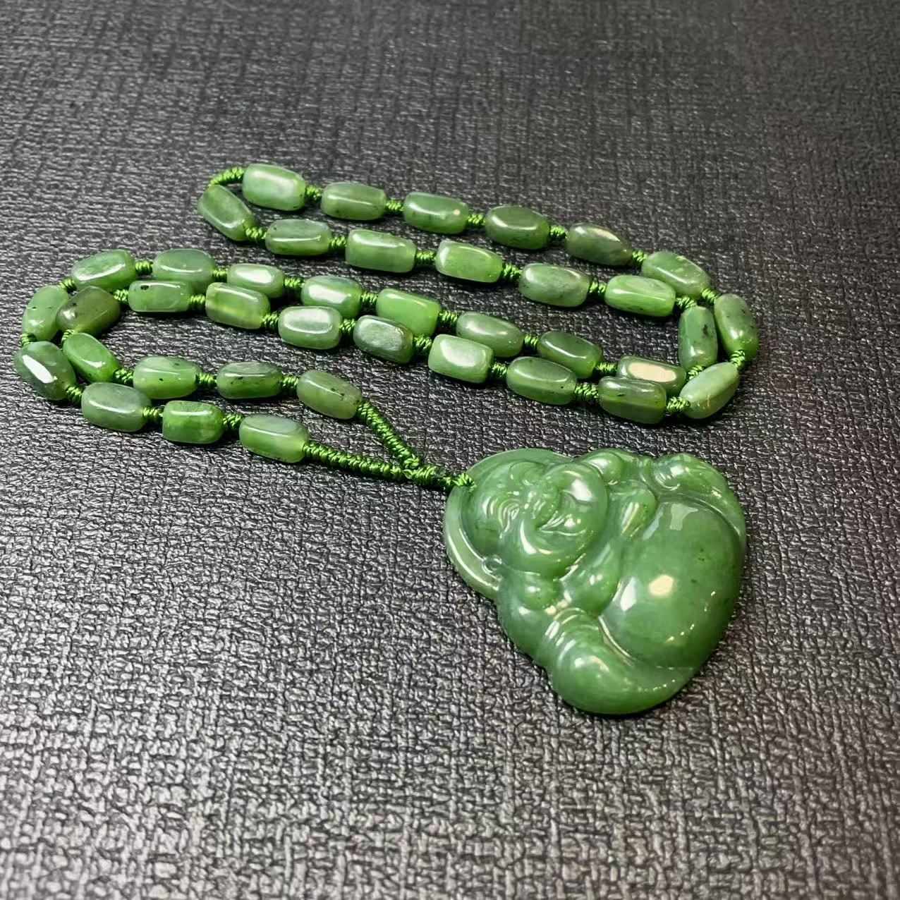 Certified Green Jade Budeha Pendent Necklace, Large Jade Buddha, Nephrite Jade Buddha, Gift for Everyone