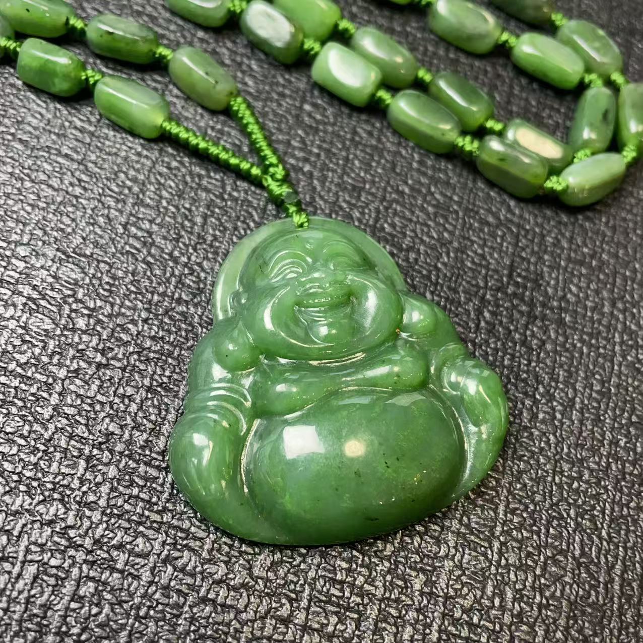 Certified Green Jade Budeha Pendent Necklace, Large Jade Buddha, Nephrite Jade Buddha, Gift for Everyone