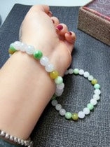 Certified Natural Jadeite Beaded Bracelet, 8mm Multi Color Grade A Jadeite Bracelet, Natural Green Jadeite