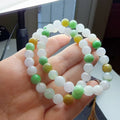Certified Natural Jadeite Beaded Bracelet, 8mm Multi Color Grade A Jadeite Bracelet, Natural Green Jadeite