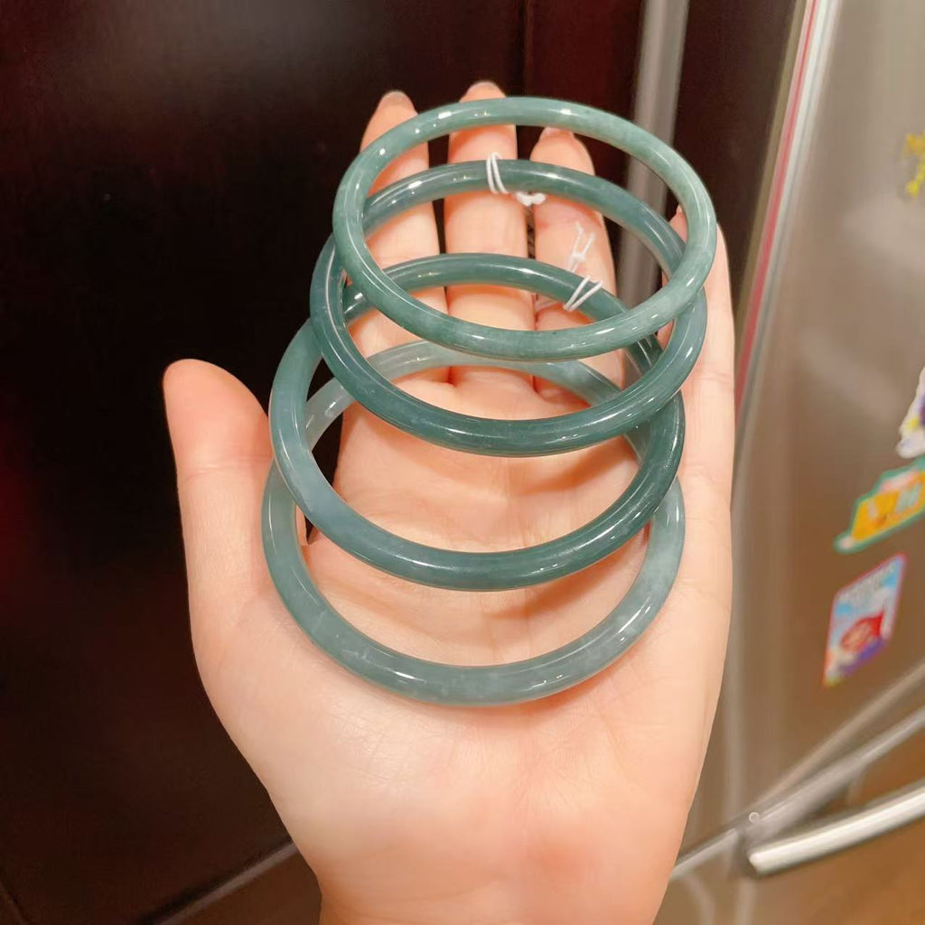 Certified Blue Jadeite Slim Bangle Bracelet, Grade A Natural Jadeite Bangle, 55-61 Size Bangle