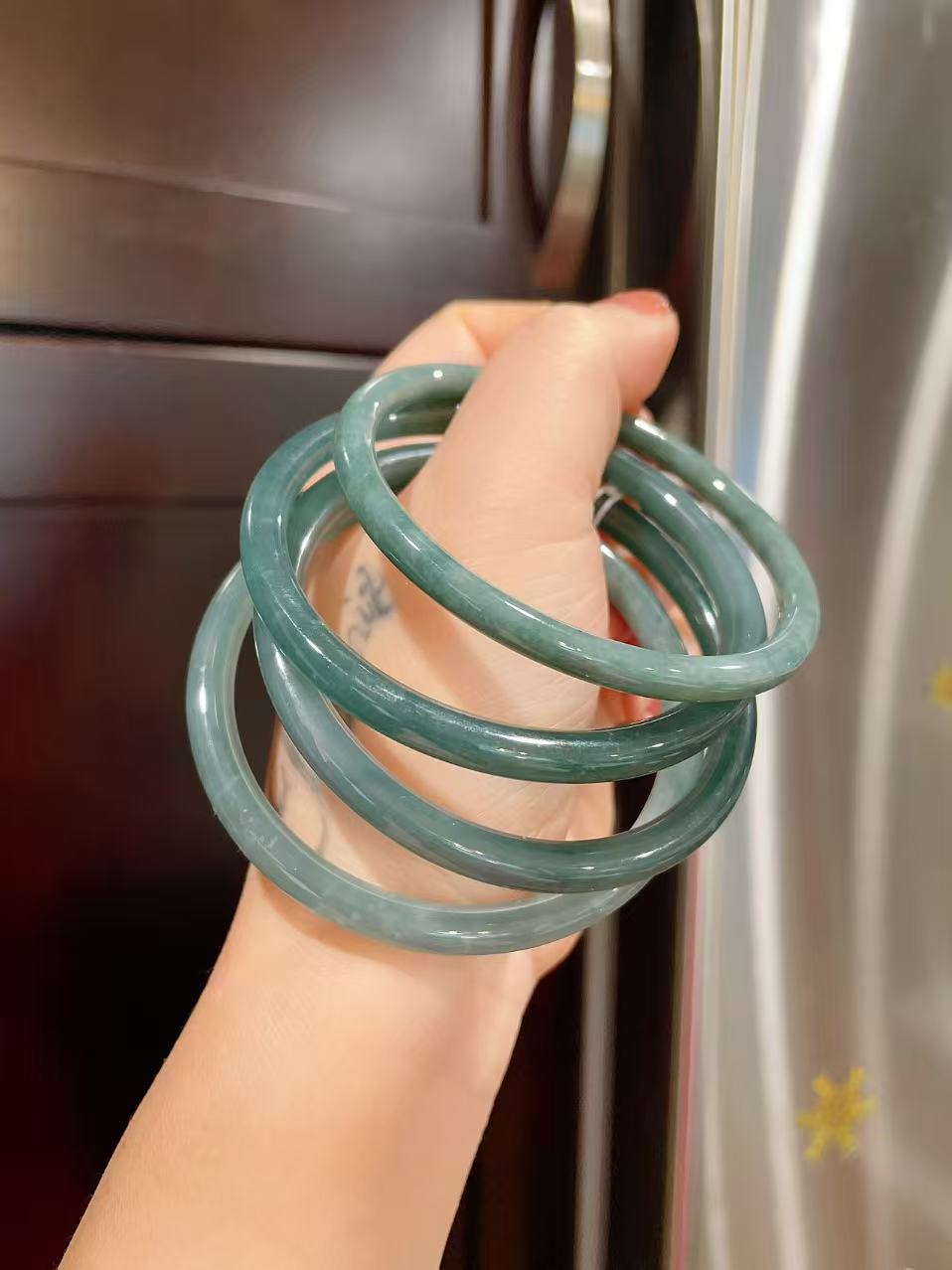 Certified Blue Jadeite Slim Bangle Bracelet, Grade A Natural Jadeite Bangle, 55-61 Size Bangle