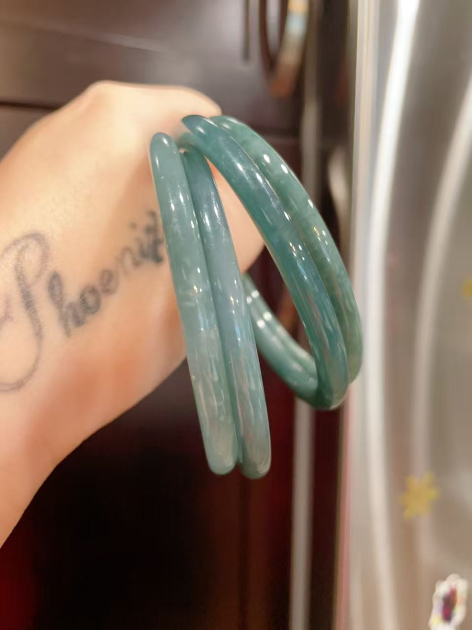 Certified Blue Jadeite Slim Bangle Bracelet, Grade A Natural Jadeite Bangle, 55-61 Size Bangle