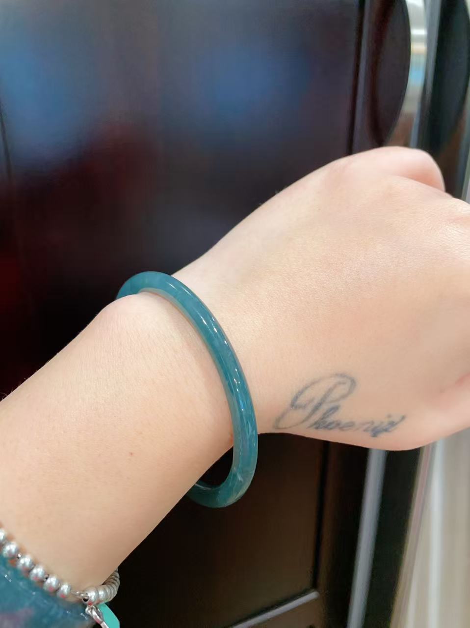 Certified Blue Jadeite Slim Bangle Bracelet, Grade A Natural Jadeite Bangle, 55-61 Size Bangle