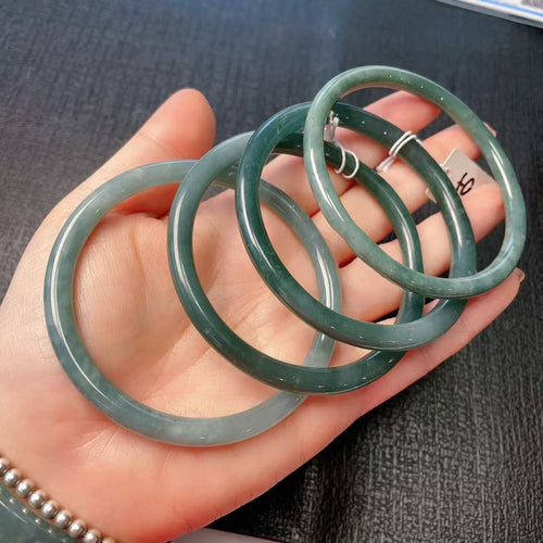 Certified Blue Jadeite Slim Bangle Bracelet, Grade A Natural Jadeite Bangle, 55-61 Size Bangle