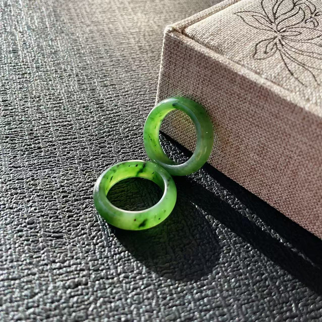 Certified Natural Green Jade Ring, Jade Band, Minimalist Nephrite Jade Ring 6-8 Size Ring