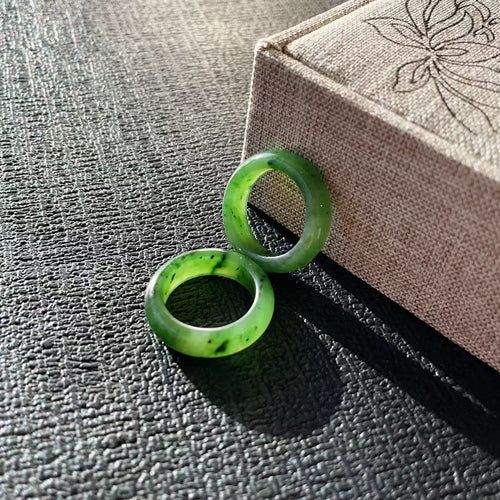 Certified Natural Green Jade Ring, Jade Band, Minimalist Nephrite Jade Ring 6-8 Size Ring