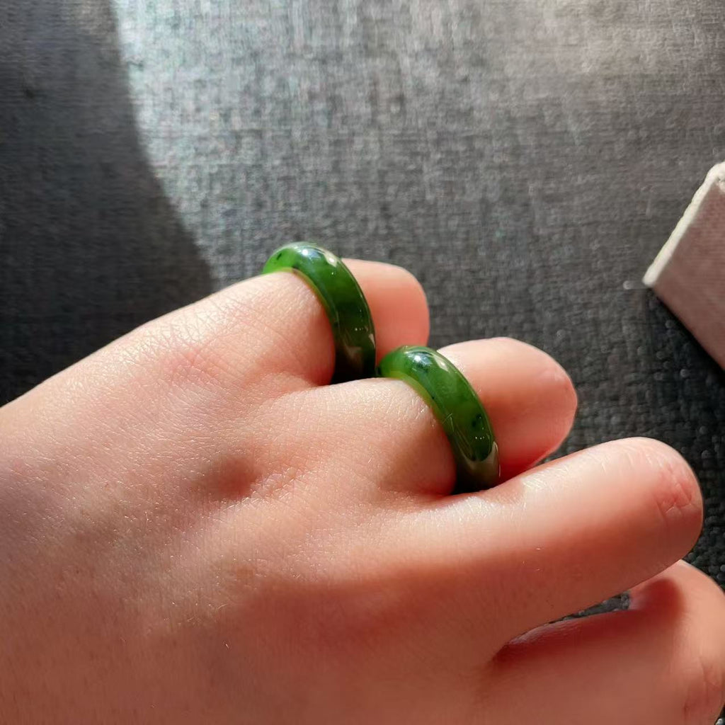 Certified Natural Green Jade Ring, Jade Band, Minimalist Nephrite Jade Ring 6-8 Size Ring