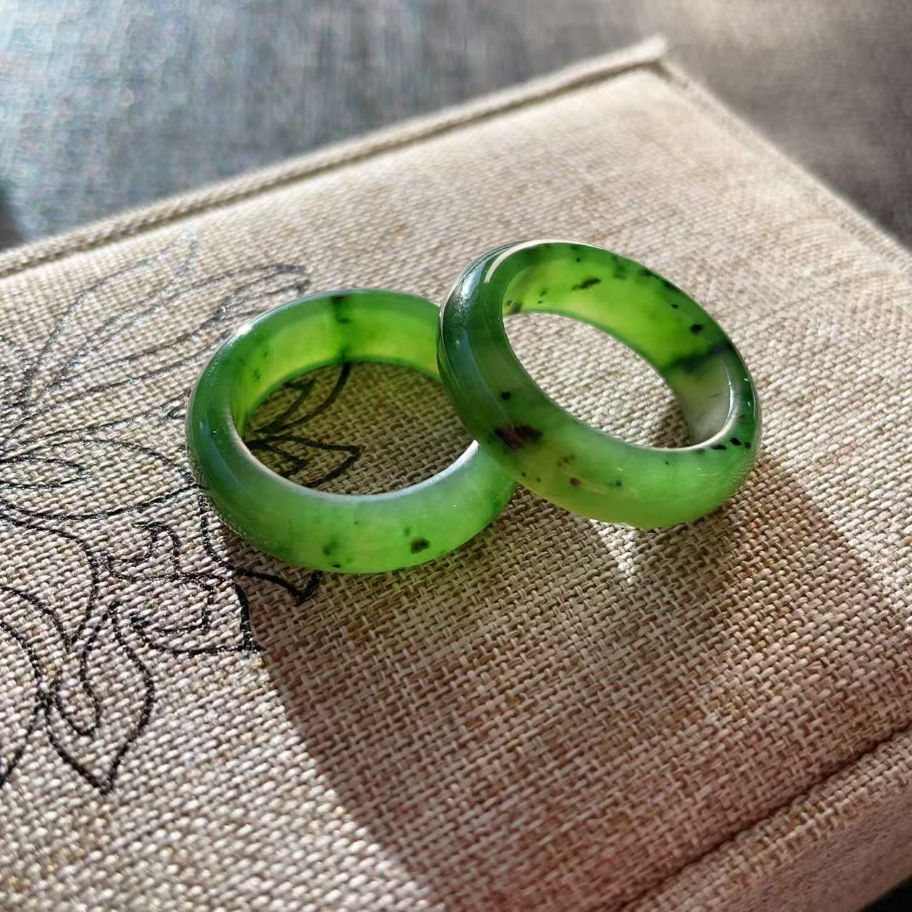 Certified Natural Green Jade Ring, Jade Band, Minimalist Nephrite Jade Ring 6-8 Size Ring