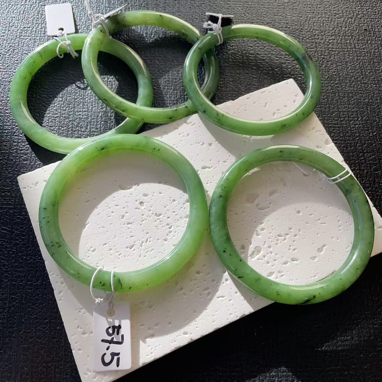 DEAL！Certified Natural Nephrite Jade Slim Bangle, 55-58 Size Minimalist Bangle Bracelet, Green Jade Bangle