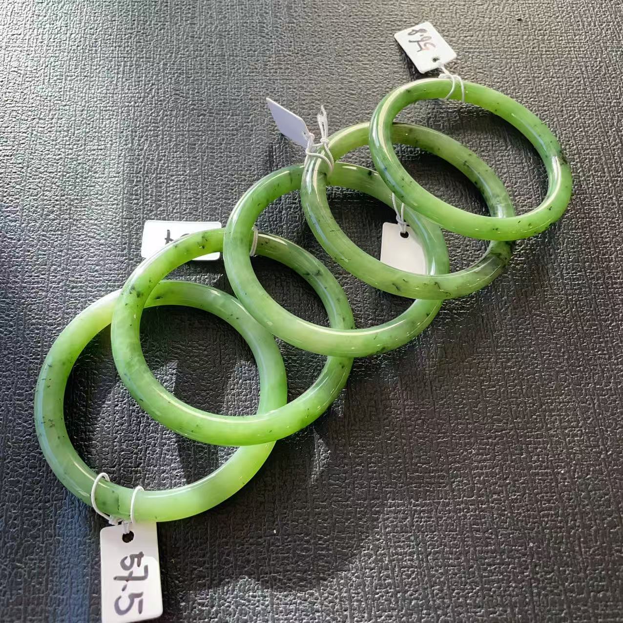 DEAL！Certified Natural Nephrite Jade Slim Bangle, 55-58 Size Minimalist Bangle Bracelet, Green Jade Bangle