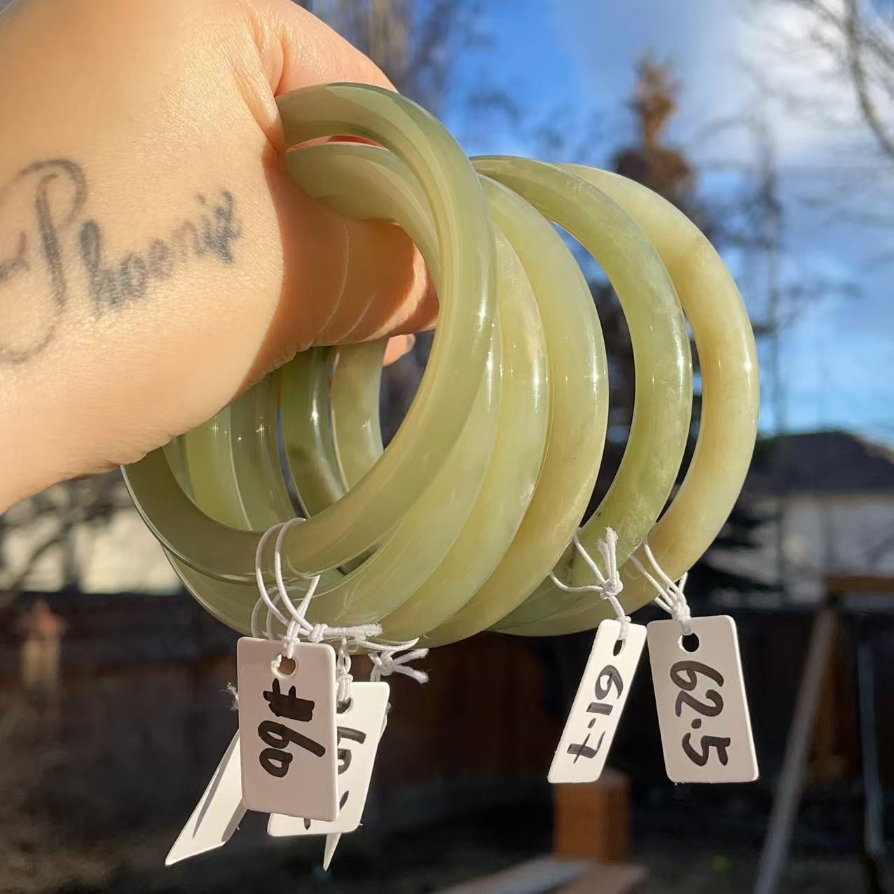 Natural Nephrite Jade Slim Bangle – Spring Water Green | Size 60–61