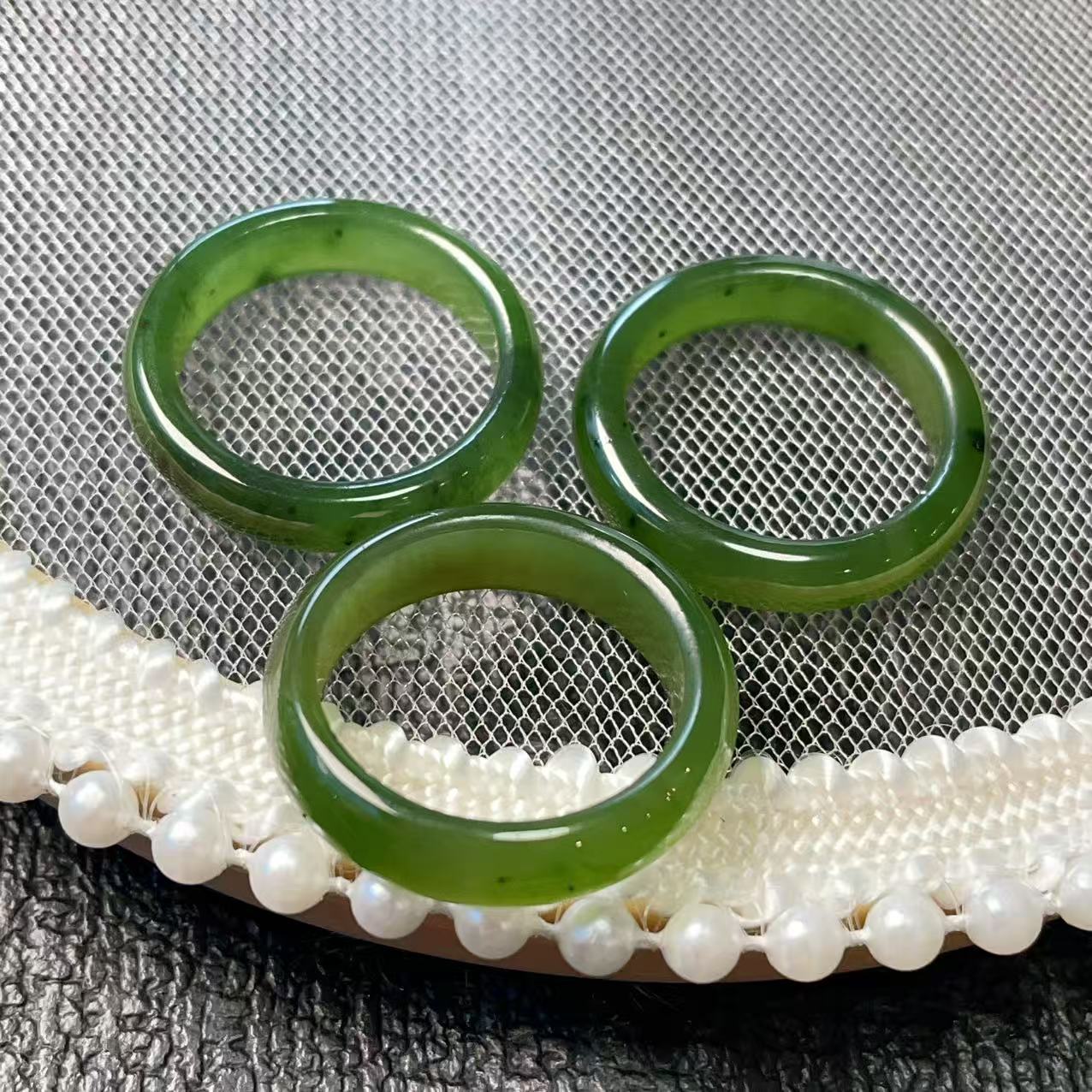 Certified Natural Dark Green Jade Ring, Jade Band, Minimalist Nephrite Jade Ring 5-9 Size Ring