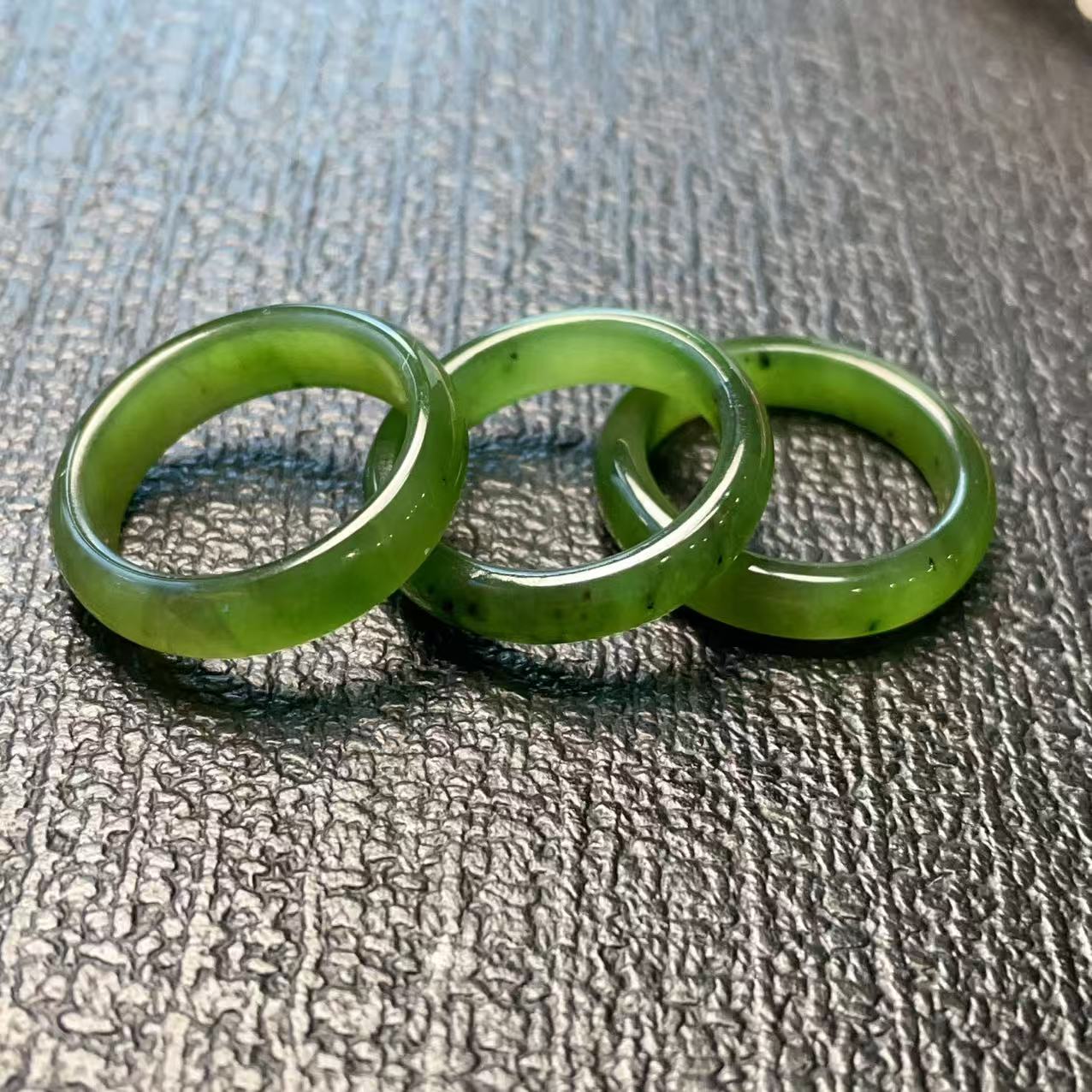 Certified Natural Dark Green Jade Ring, Jade Band, Minimalist Nephrite Jade Ring 5-9 Size Ring