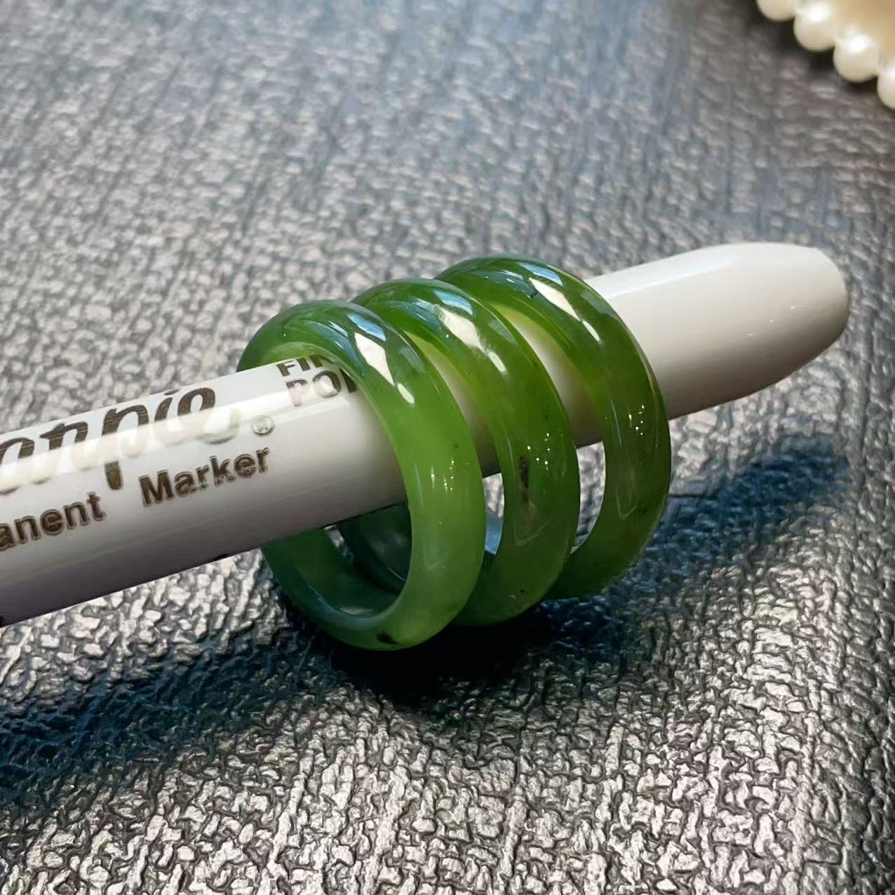 Certified Natural Dark Green Jade Ring, Jade Band, Minimalist Nephrite Jade Ring 5-9 Size Ring