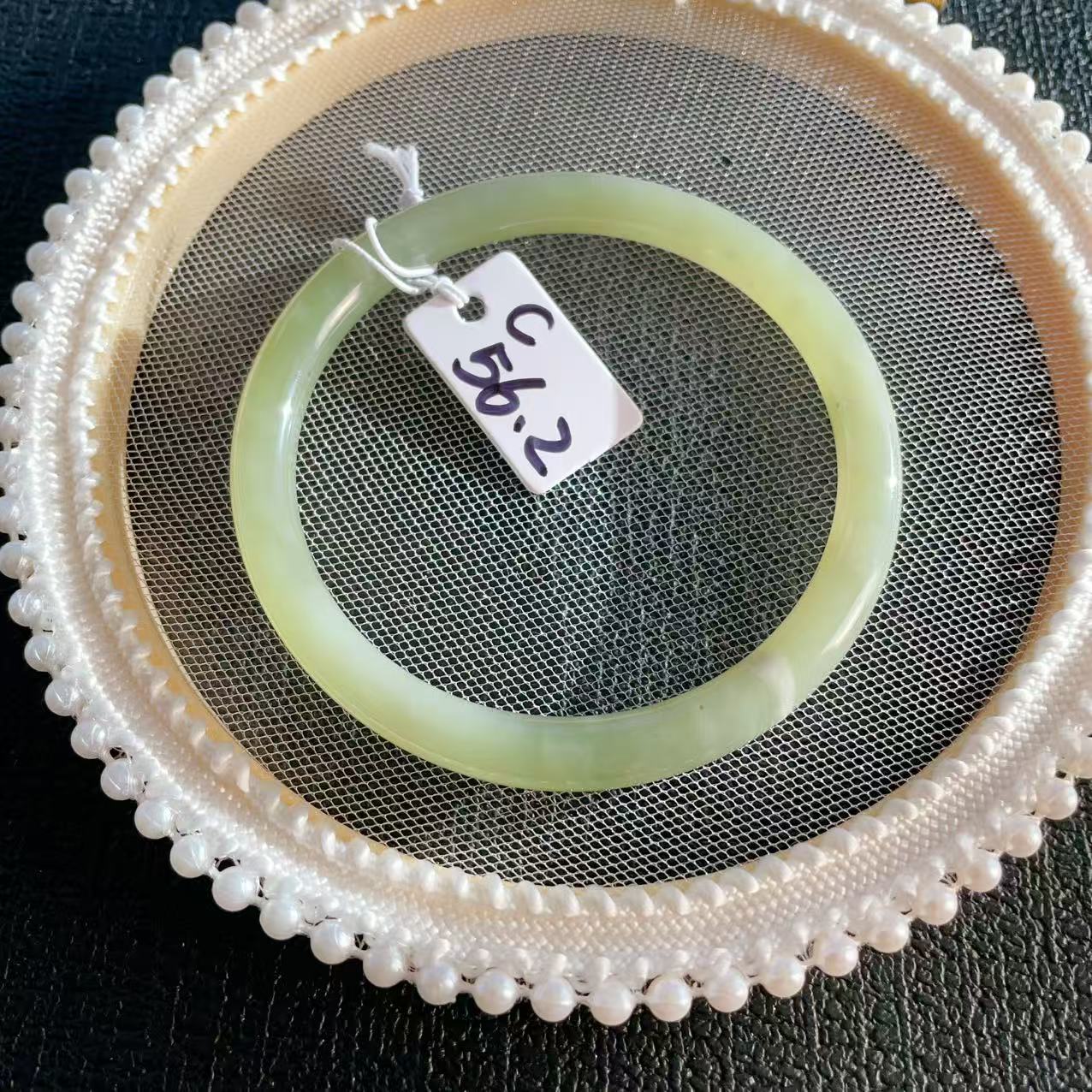 Natural Nephrite Jade Slim Bangle – Spring Water Green | Size 52–57