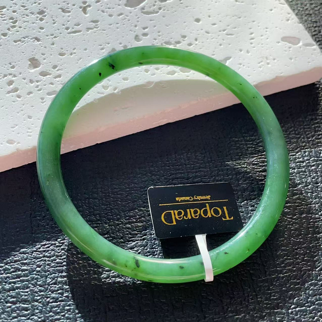 Certified Natural Green Jade Slim Bangle, 56-62 Size Minimalist Bangle Bracelet, Green Jade Bangle
