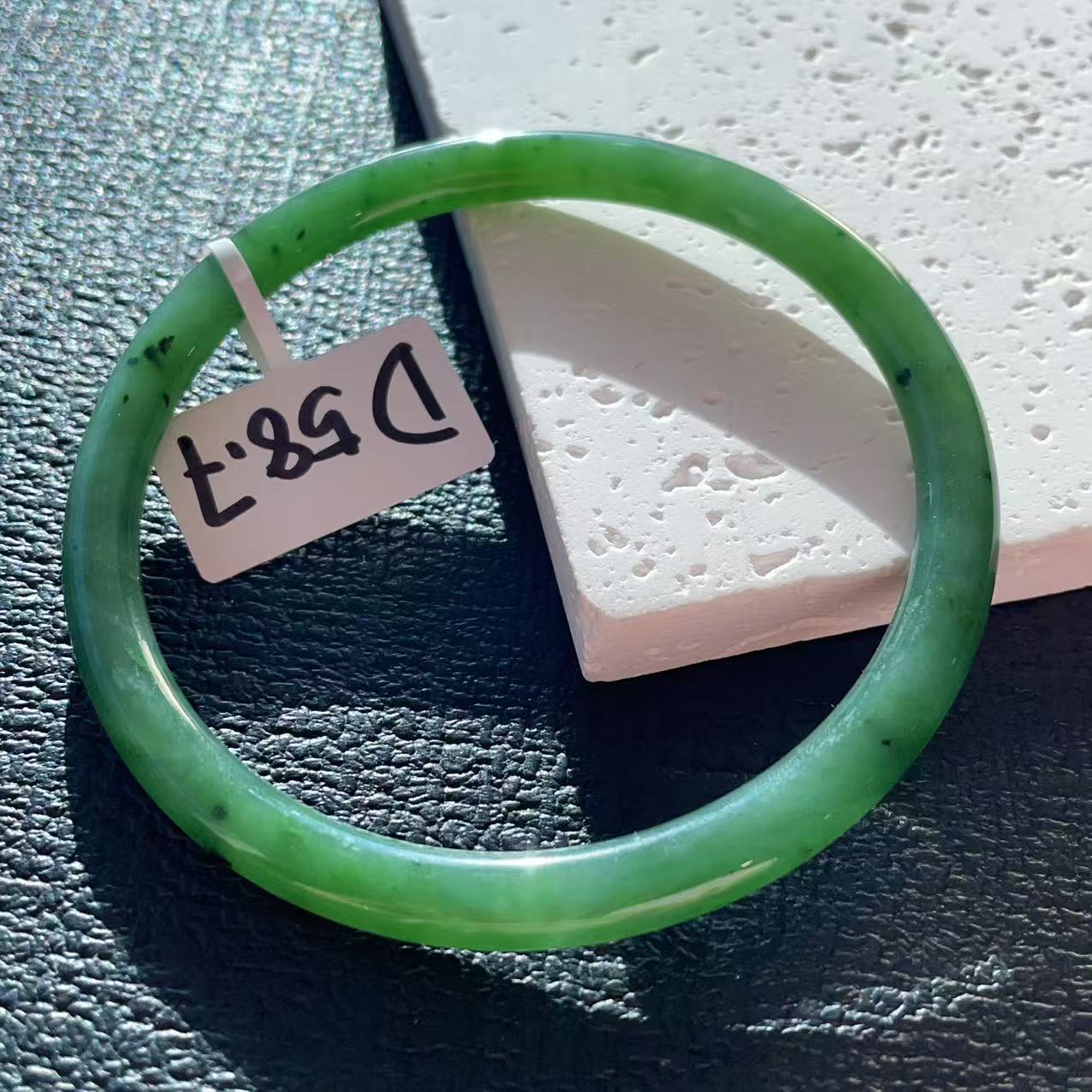 Certified Natural Green Jade Slim Bangle, 56-62 Size Minimalist Bangle Bracelet, Green Jade Bangle