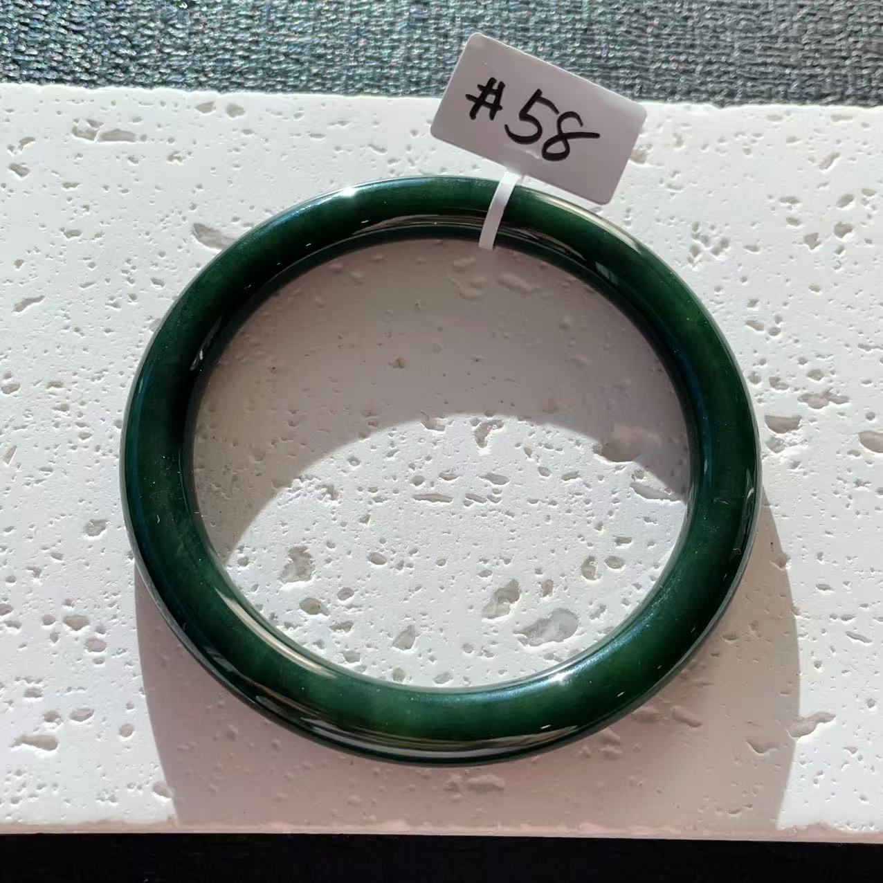 Certified Natural Nephrite Jade Slim Bangle, 58mm Size Minimalist Bangle Bracelet, Deep Green Jade Bangle