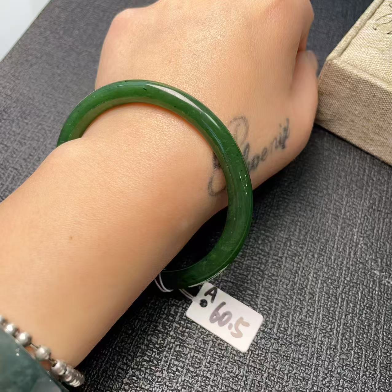 Certified Natural Green Jade Slim Bangle, 56-62 Size Minimalist Bangle Bracelet, Green Jade Bangle