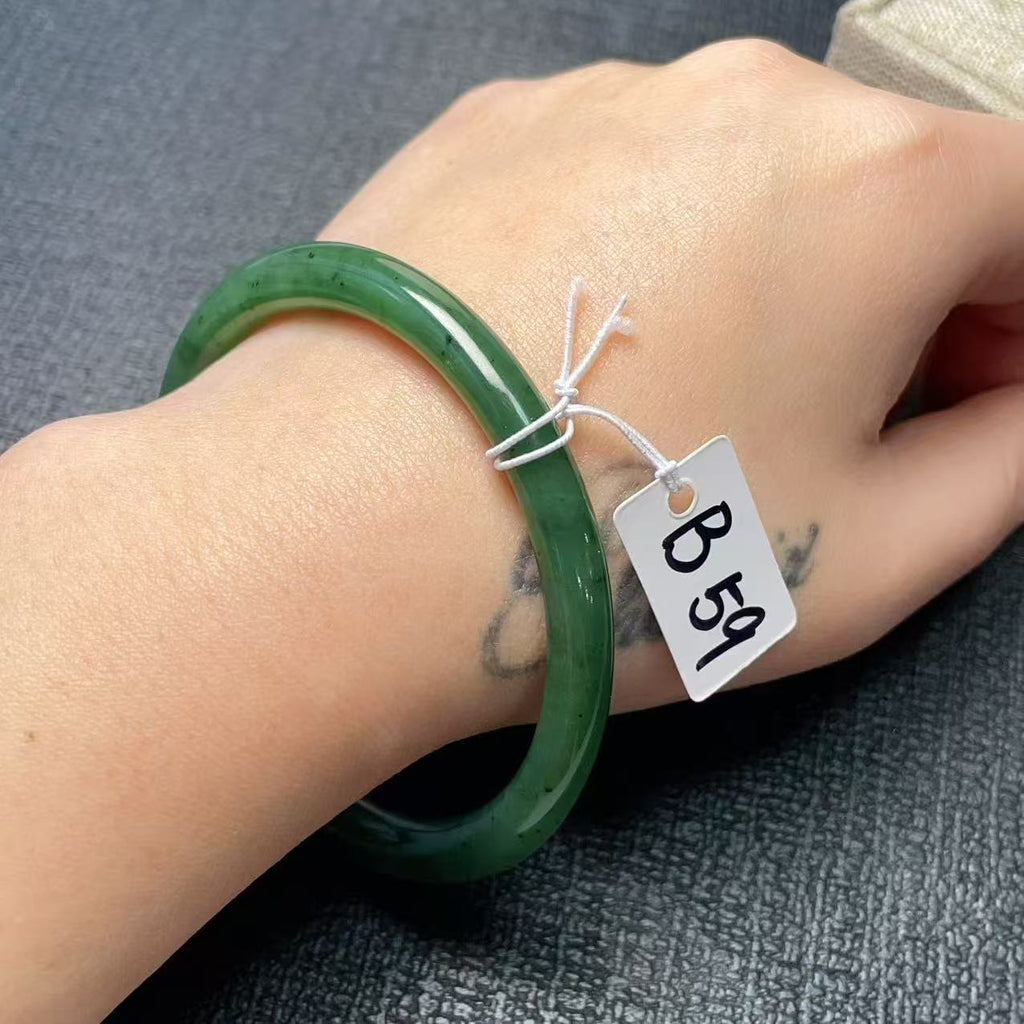 Certified Natural Green Jade Slim Bangle, 56-62 Size Minimalist Bangle Bracelet, Green Jade Bangle
