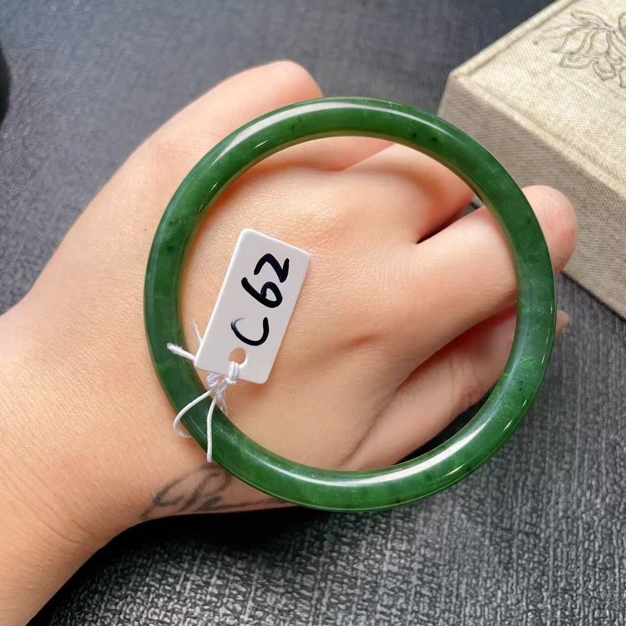 Certified Natural Green Jade Slim Bangle, 56-62 Size Minimalist Bangle Bracelet, Green Jade Bangle