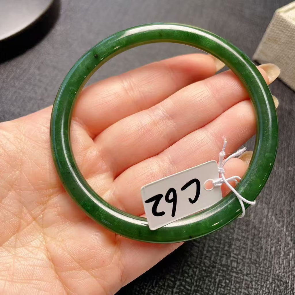 Certified Natural Green Jade Slim Bangle, 56-62 Size Minimalist Bangle Bracelet, Green Jade Bangle