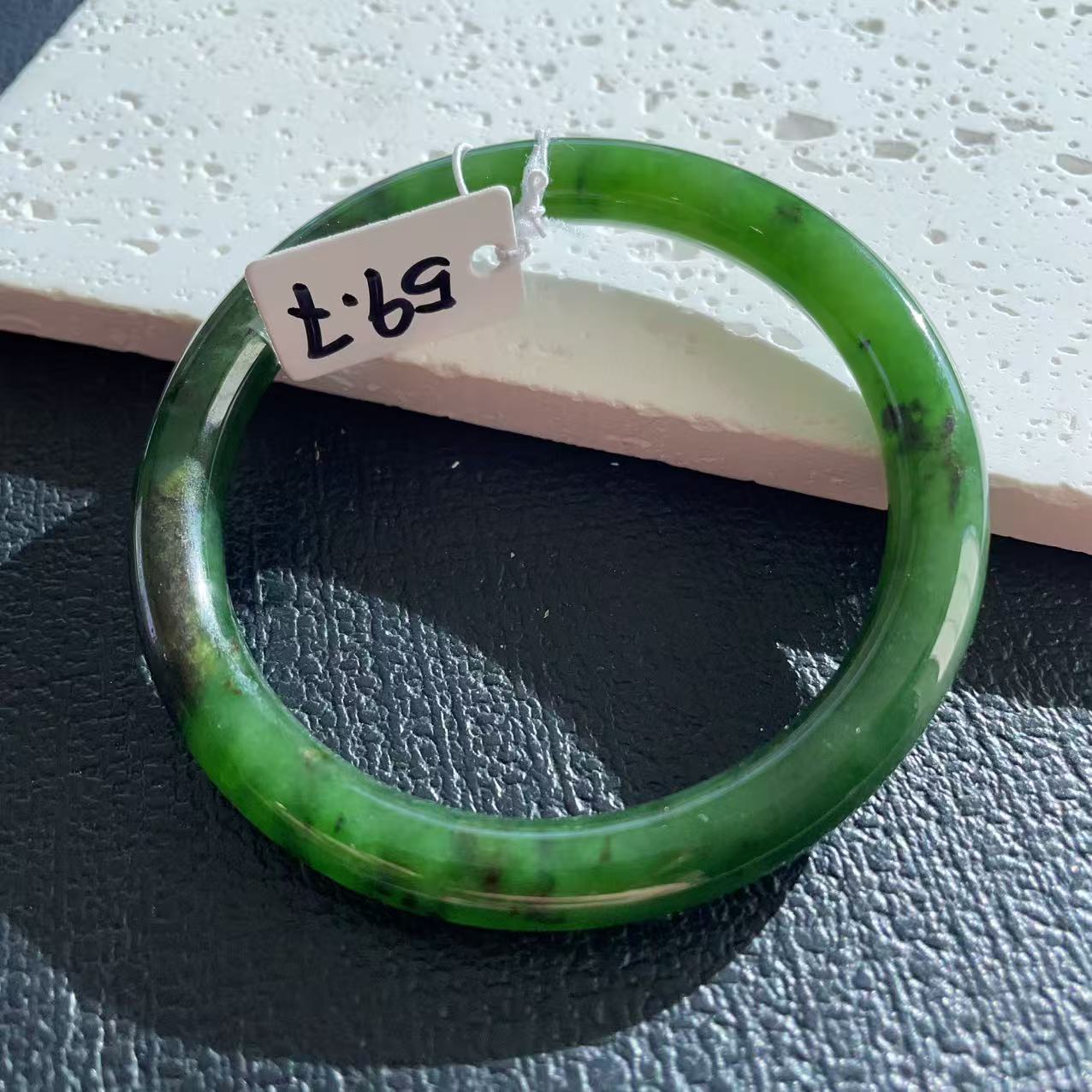 Certified Natural Nephrite Jade Slim Bangle, 59-60mm Large Size Minimalist Bangle Bracelet, Green Jade Bangle