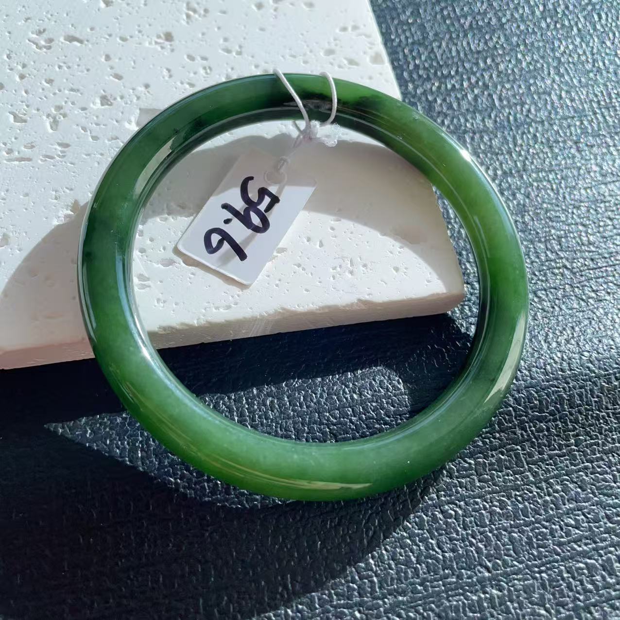 Certified Natural Nephrite Jade Slim Bangle, 59-60mm Large Size Minimalist Bangle Bracelet, Green Jade Bangle