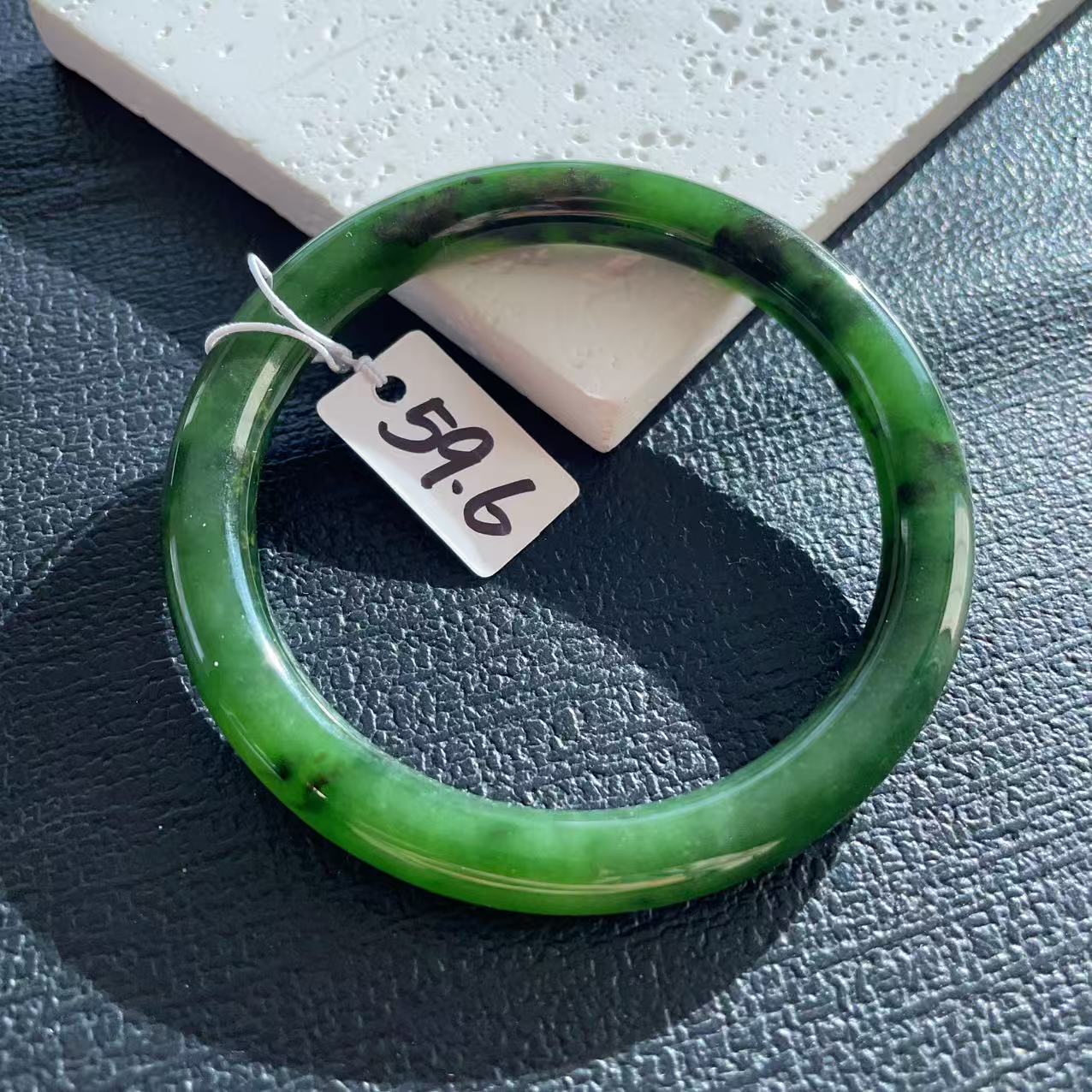 Certified Natural Nephrite Jade Slim Bangle, 59-60mm Large Size Minimalist Bangle Bracelet, Green Jade Bangle
