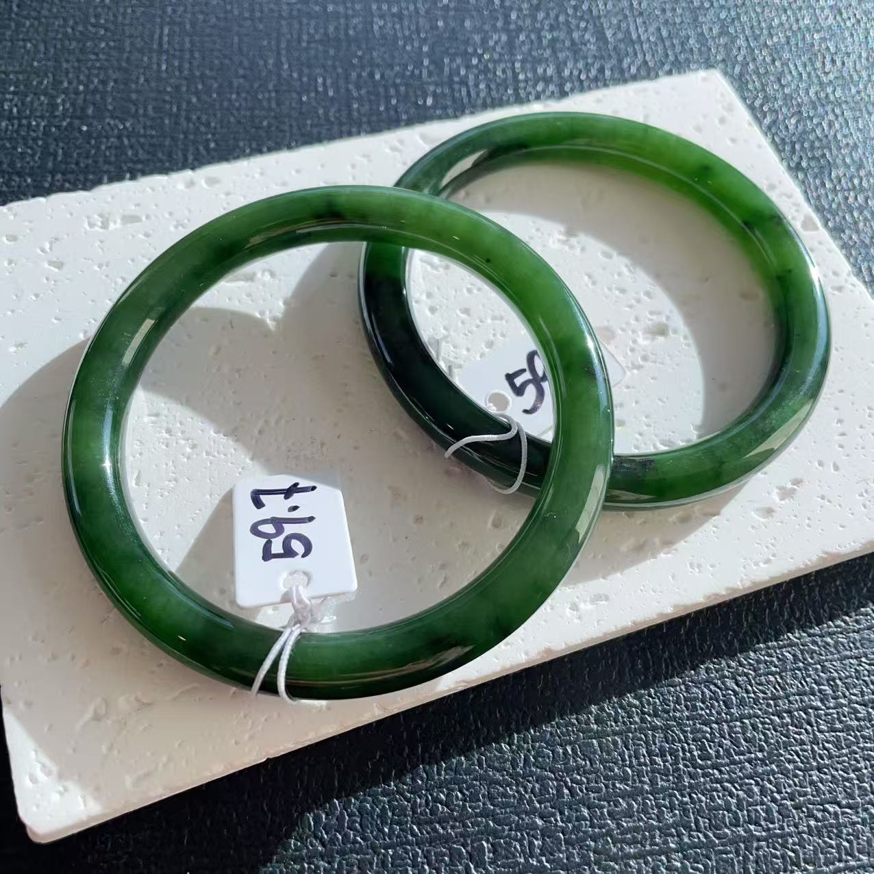 Certified Natural Nephrite Jade Slim Bangle, 59-60mm Large Size Minimalist Bangle Bracelet, Green Jade Bangle