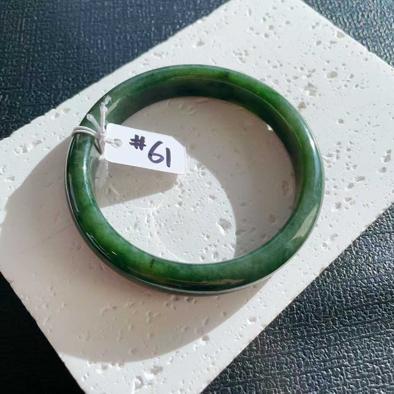 Certified Natural Jade Large Size Bangle, 61mm Size Minimalist Bangle Bracelet, Deep Green Jade Bangle