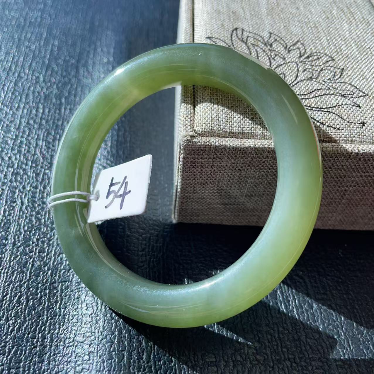 Certified Natural Green Jade Bangle , Iced Lake Green Nephrite Jade Bangle , 54mm Size Jade Bangle Bracelet
