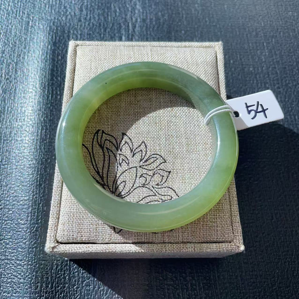 Certified Natural Green Jade Bangle , Iced Lake Green Nephrite Jade Bangle , 54mm Size Jade Bangle Bracelet